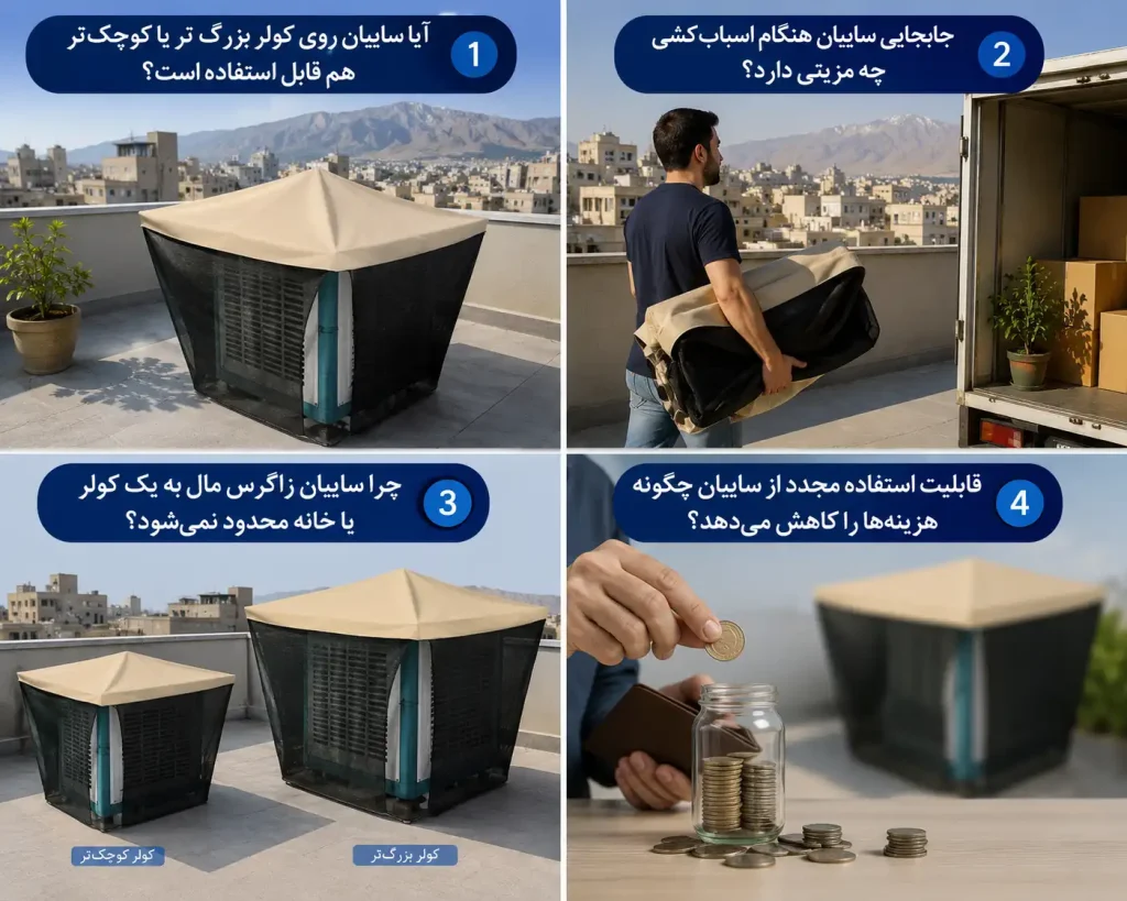 آیا سایبان کولر آبی قابلیت جابهجایی و نصب مجدد دارد؟